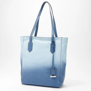 NWT LODIS Two-Tone Ombre Zip-Top Leather Tote - Midnight/SkyBlu $149